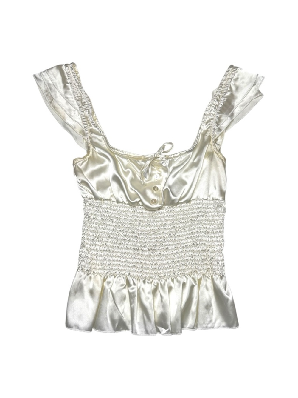 White Satin Maid Summer Top Size Medium